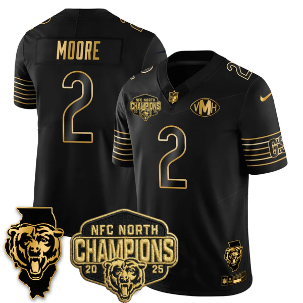 CHI NFC North Division Champions Vapor Limited Gold Jersey n2 - All Stitched-DTD