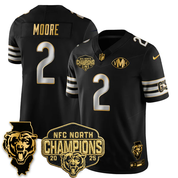 CHI NFC North Division Champions Vapor Limited Gold Jersey n2 - All Stitched-DTD