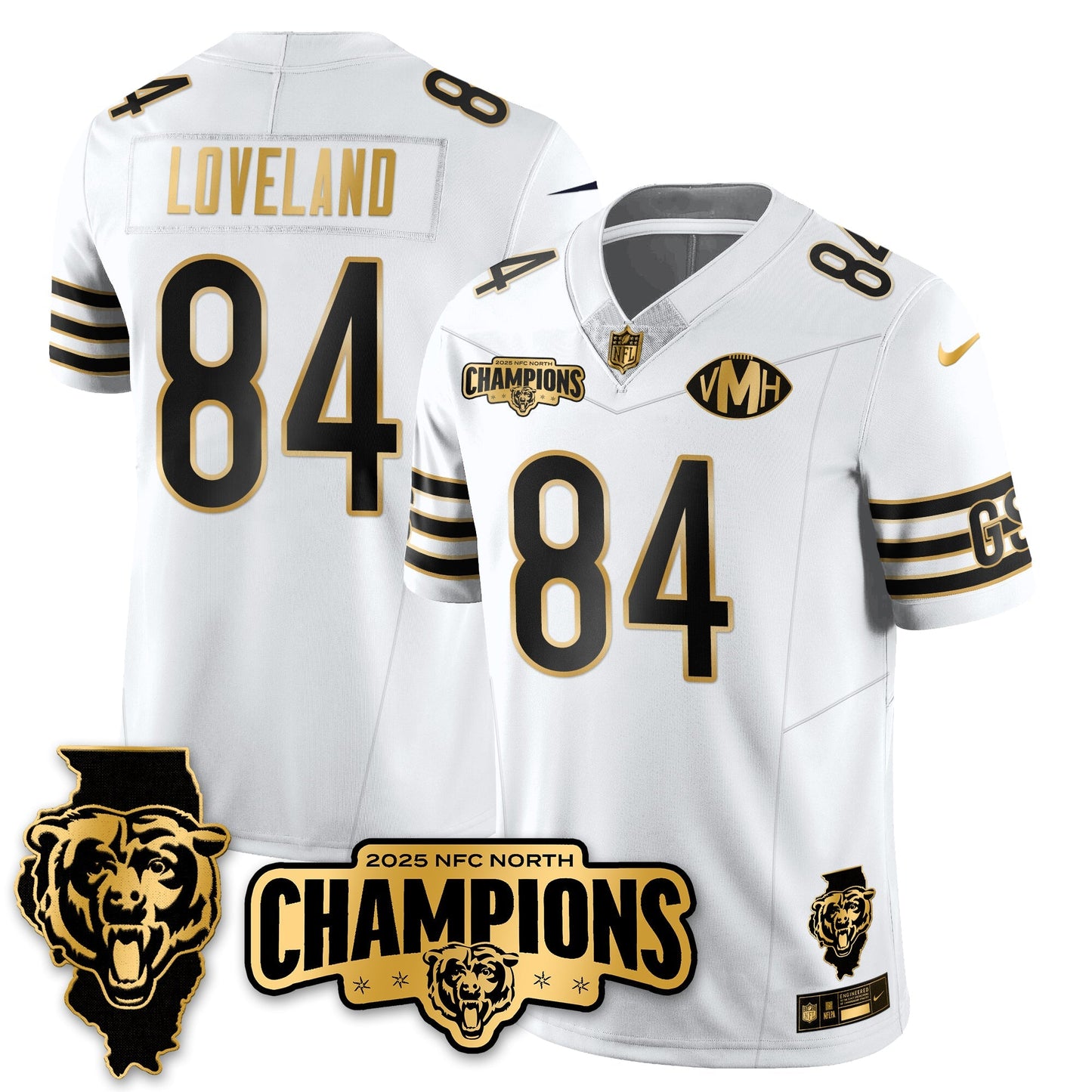 CHI NFC North Division Champions Vapor Limited Gold Jersey - All Stitched-DTD