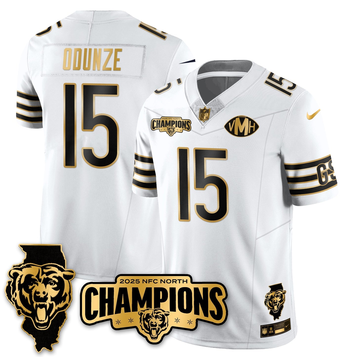 CHI NFC North Division Champions Vapor Limited Gold Jersey - All Stitched-DTD