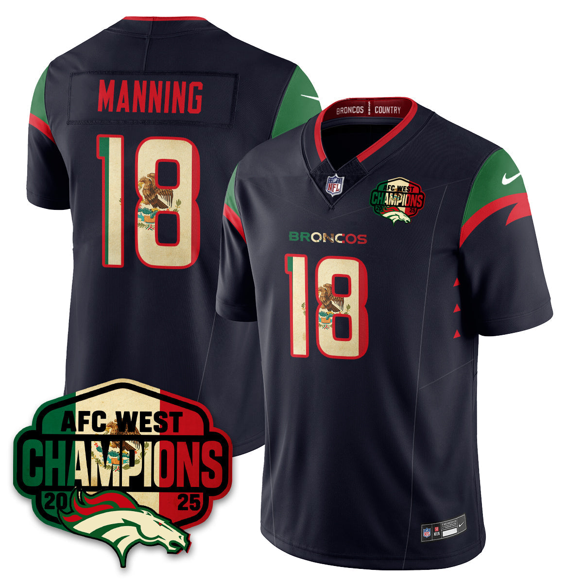 DEN Mexico AFC West Division Champions Vapor Limited Jersey - All Stitched-DTD