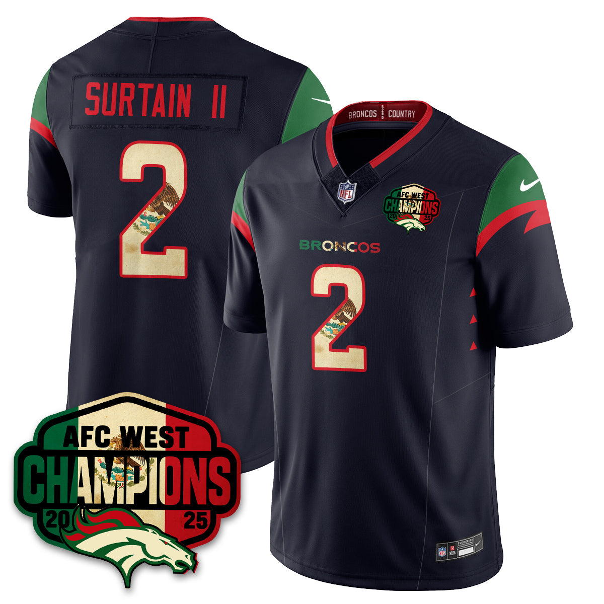 DEN Mexico AFC West Division Champions Vapor Limited Jersey - All Stitched-DTD