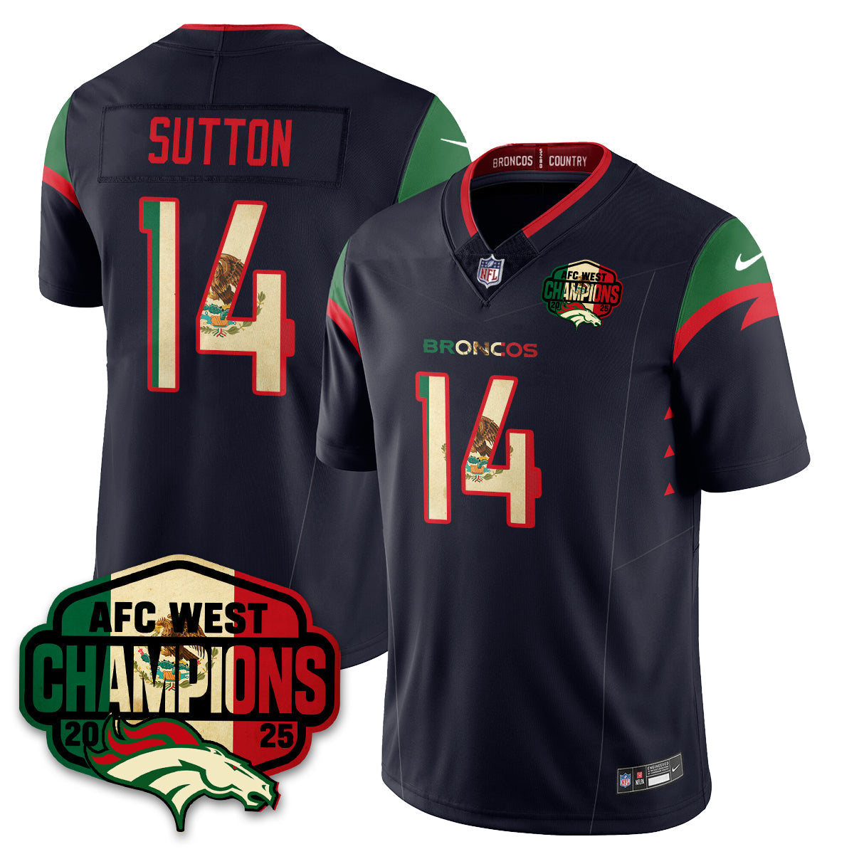 DEN Mexico AFC West Division Champions Vapor Limited Jersey - All Stitched-DTD