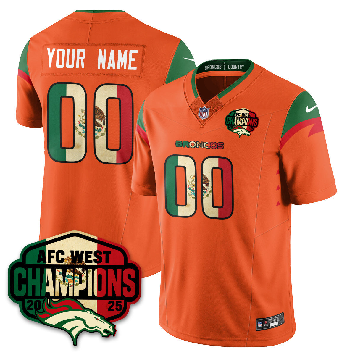 Custom DEN Mexico AFC West Division Champions Vapor Limited Jersey - All Stitched-DTD