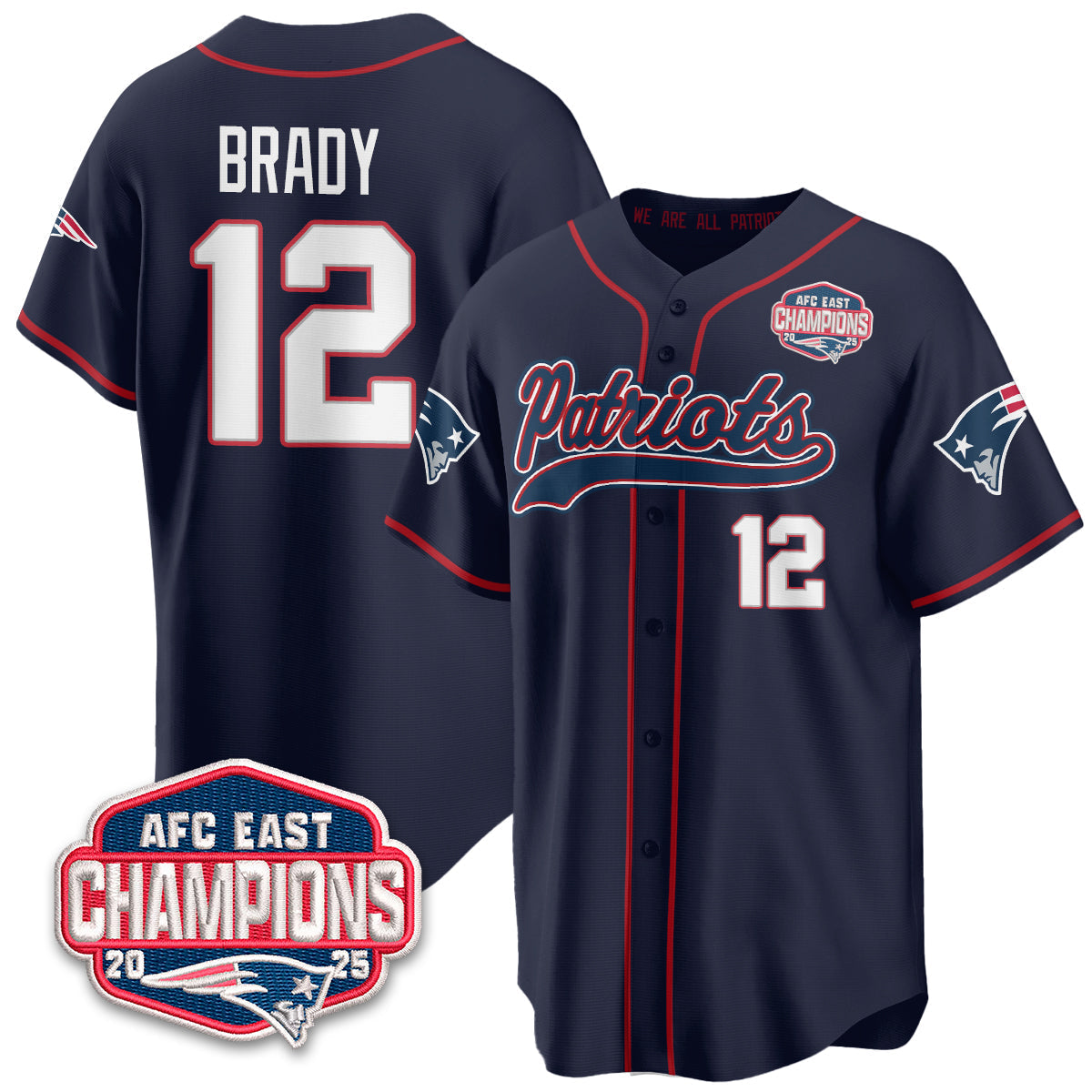 NE AFC East Division Champions Vapor Limited Baseball Jersey - All Stitched-DTD