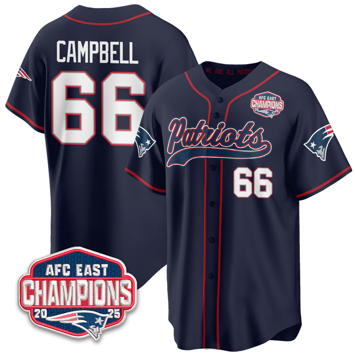 NE AFC East Division Champions Vapor Limited Baseball Jersey - All Stitched-DTD