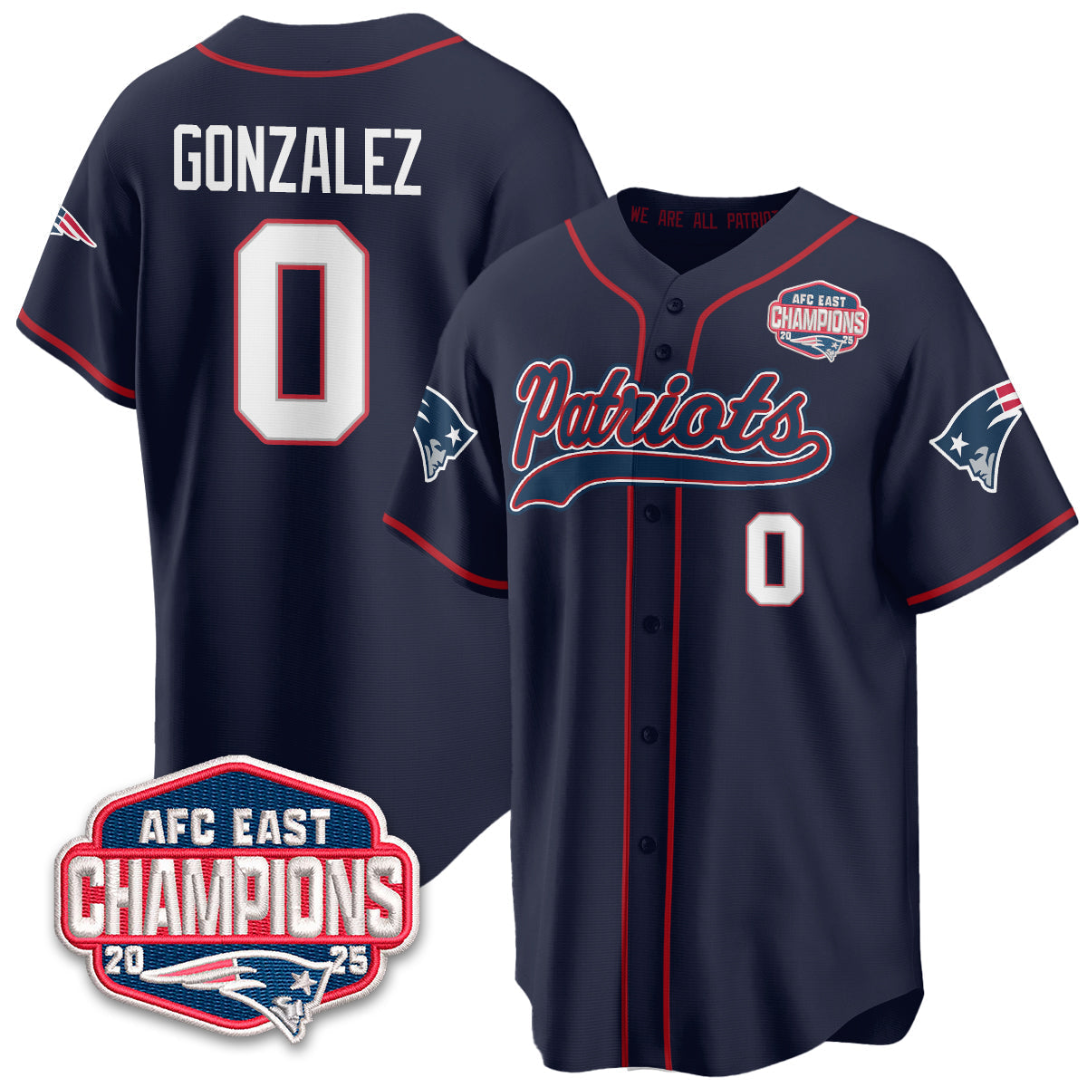 NE AFC East Division Champions Vapor Limited Baseball Jersey - All Stitched-DTD