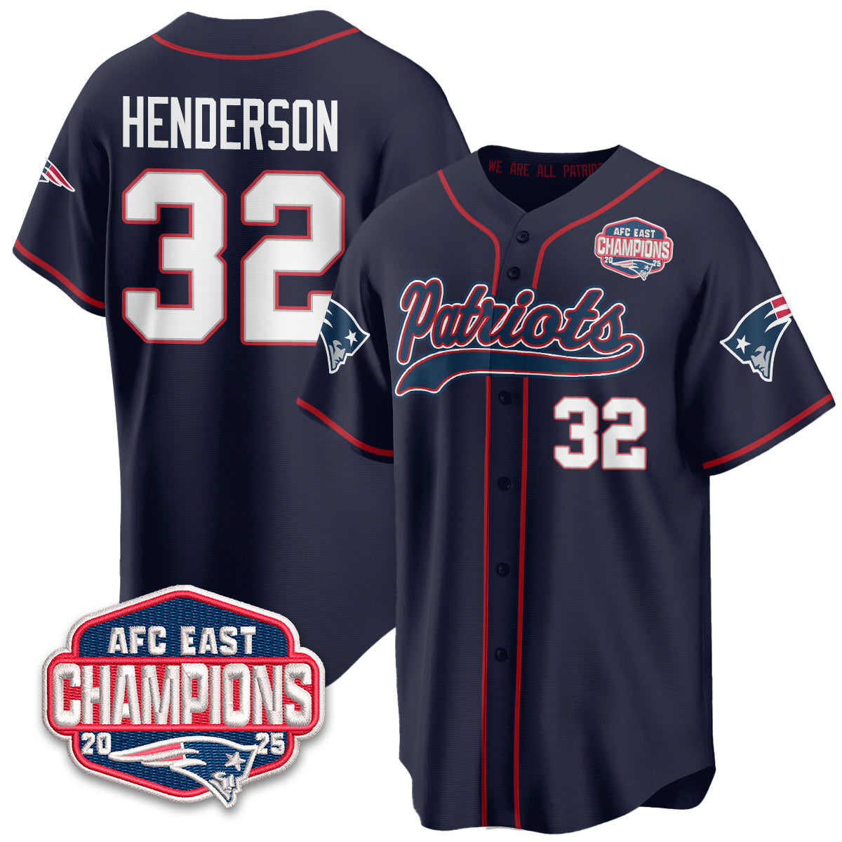 NE AFC East Division Champions Vapor Limited Baseball Jersey - All Stitched-DTD
