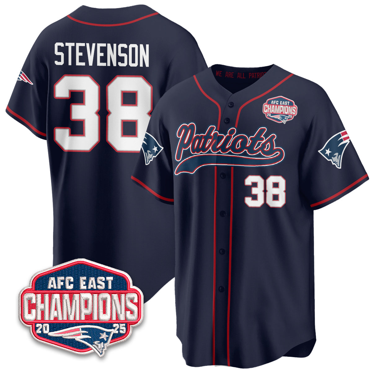 NE AFC East Division Champions Vapor Limited Baseball Jersey - All Stitched-DTD