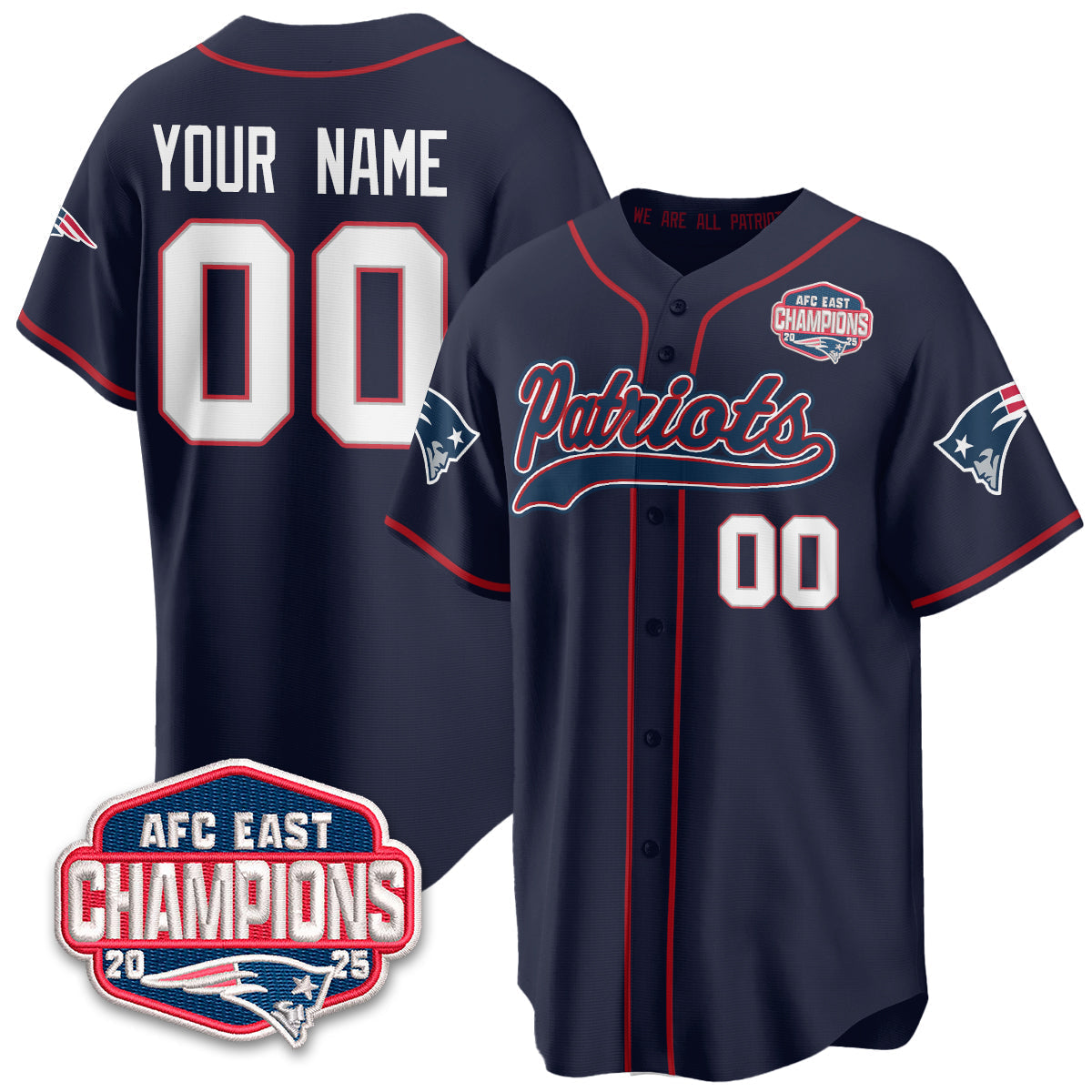 NE AFC East Division Champions Vapor Limited Baseball Custom Jersey - All Stitched-DTD