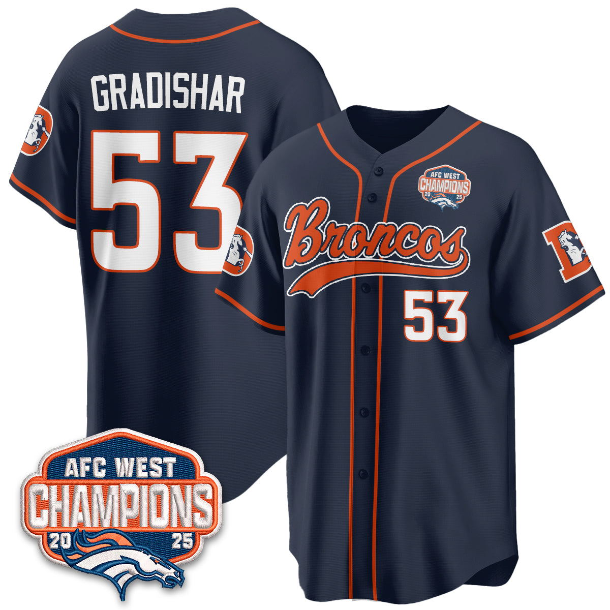 DEN AFC West Division Champions Vapor Limited Baseball Jersey - All Stitched-DTD