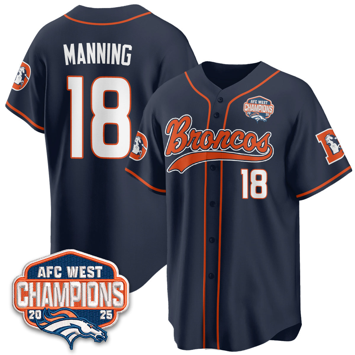 DEN AFC West Division Champions Vapor Limited Baseball Jersey - All Stitched-DTD