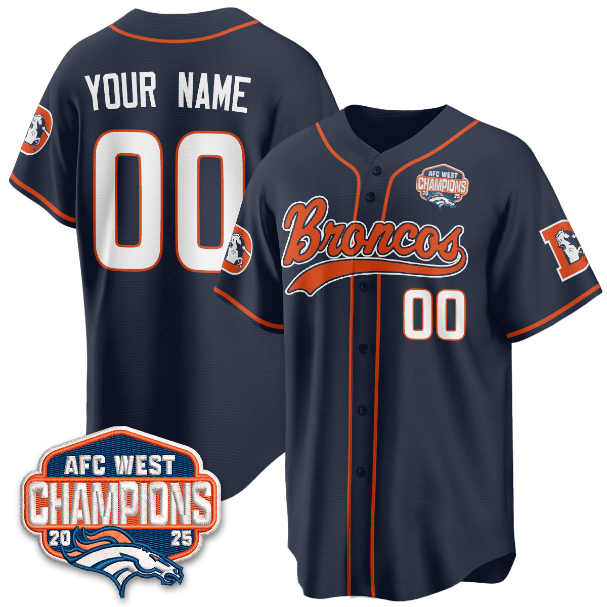 DEN AFC West Division Champions Vapor Limited Baseball Custom Jersey - All Stitched-DTD