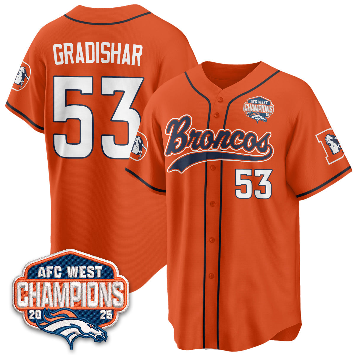 DEN AFC West Division Champions Vapor Limited Baseball Jersey - All Stitched-DTD