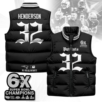 NE 6-Time Champions Gothic Unisex Puffer Vest-DTD