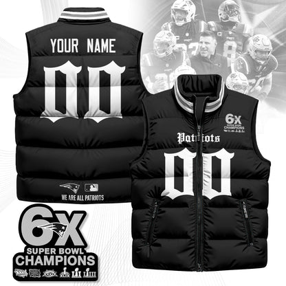 Custom NE 6-Time Champions Gothic Unisex Puffer Vest-DTD