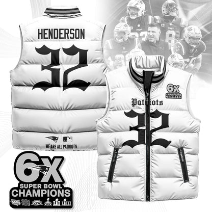 NE 6-Time Champions Gothic Unisex Puffer Vest-DTD