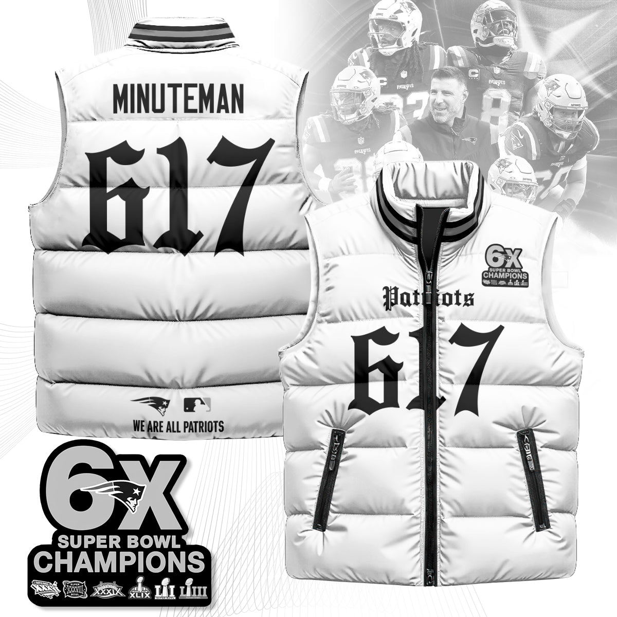 NE 6-Time Champions Gothic Unisex Puffer Vest-DTD