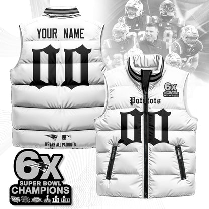 Custom NE 6-Time Champions Gothic Unisex Puffer Vest-DTD