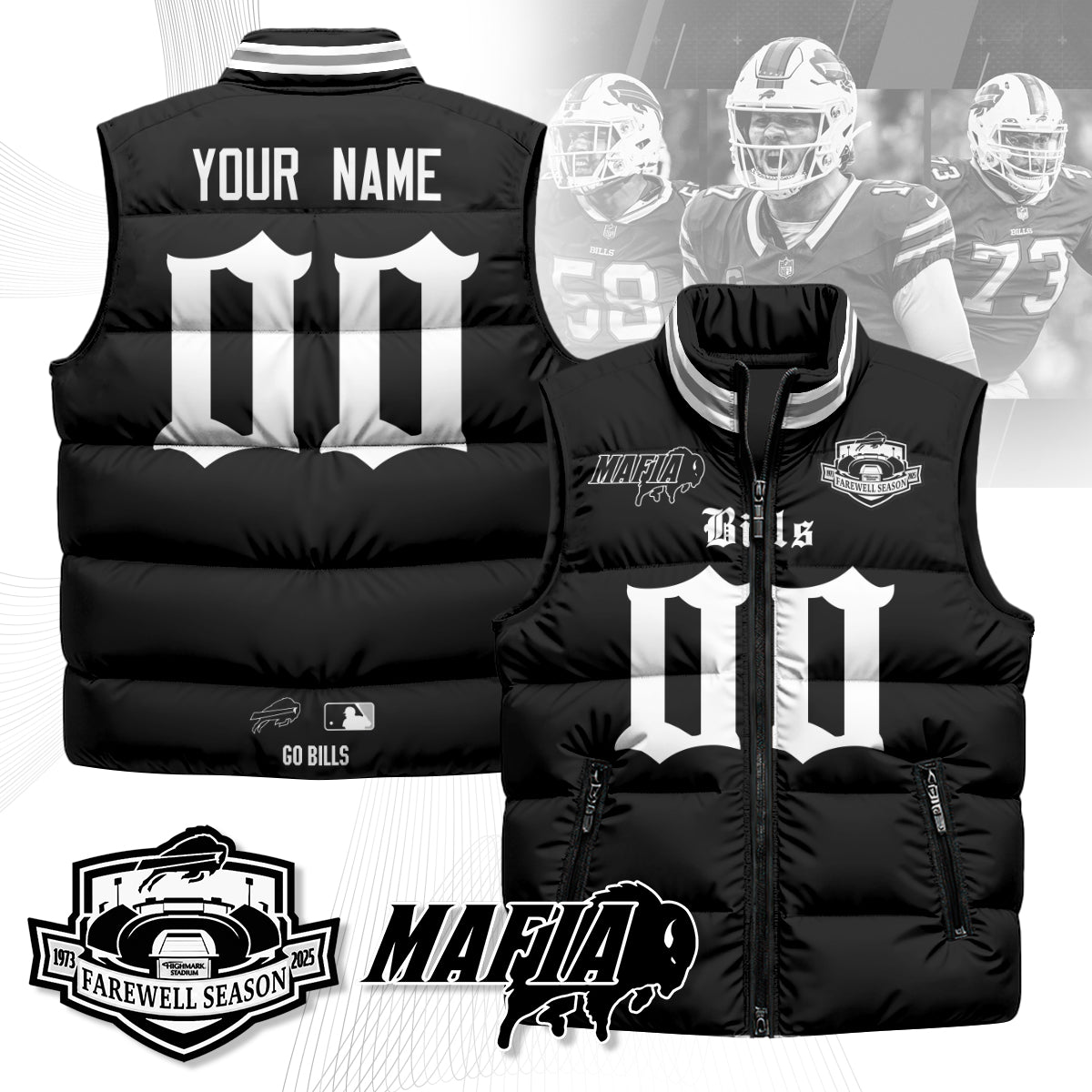 Custom BUF Gothic Farewell Highmark Unisex Puffer Vest-DTD