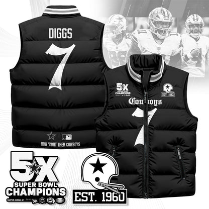 DAL Gothic 5-Time Champions Unisex Puffer Vest-DTD