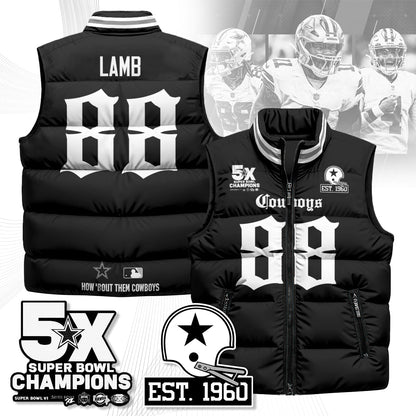 DAL Gothic 5-Time Champions Unisex Puffer Vest-DTD
