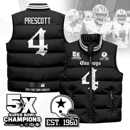 DAL Gothic 5-Time Champions Unisex Puffer Vest-DTD