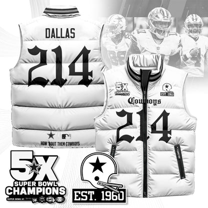 DAL Gothic 5-Time Champions Unisex Puffer Vest-DTD