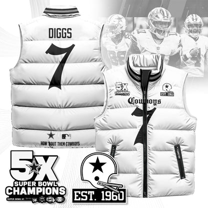 DAL Gothic 5-Time Champions Unisex Puffer Vest-DTD