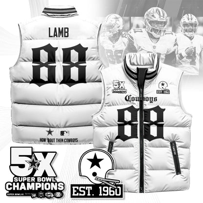 DAL Gothic 5-Time Champions Unisex Puffer Vest-DTD