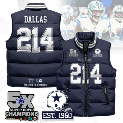 DAL 5-Time Champions Unisex Puffer Vest-DTD