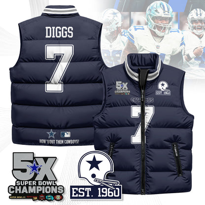 DAL 5-Time Champions Unisex Puffer Vest-DTD