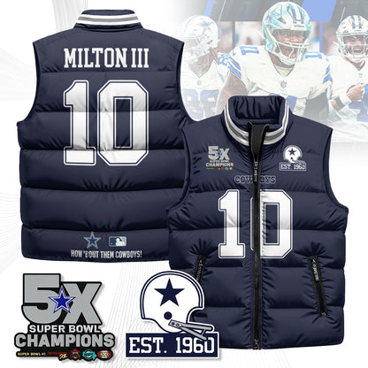 DAL 5-Time Champions Unisex Puffer Vest-DTD