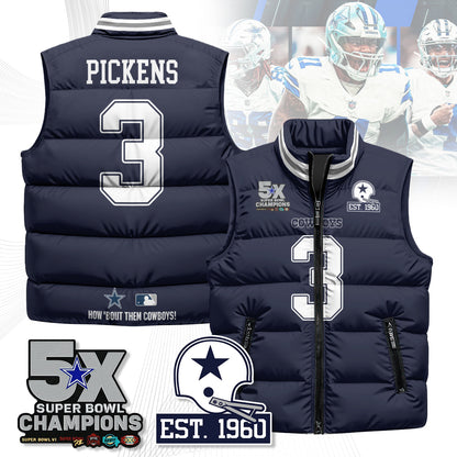 DAL 5-Time Champions Unisex Puffer Vest-DTD