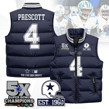 DAL 5-Time Champions Unisex Puffer Vest-DTD