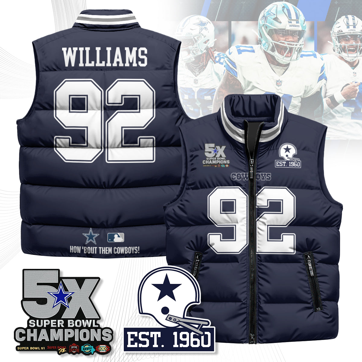 DAL 5-Time Champions Unisex Puffer Vest-DTD
