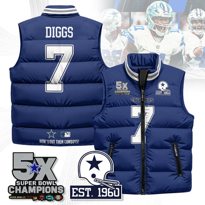 DAL 5-Time Champions Unisex Puffer Vest-DTD