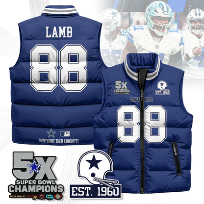DAL 5-Time Champions Unisex Puffer Vest-DTD