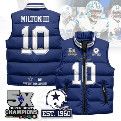 DAL 5-Time Champions Unisex Puffer Vest-DTD