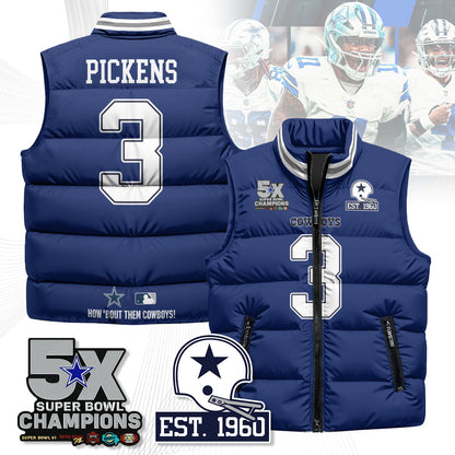 DAL 5-Time Champions Unisex Puffer Vest-DTD