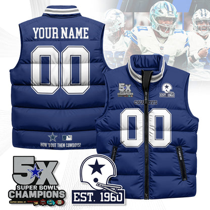 DAL 5-Time Champions Unisex Custom Puffer Vest-DTD