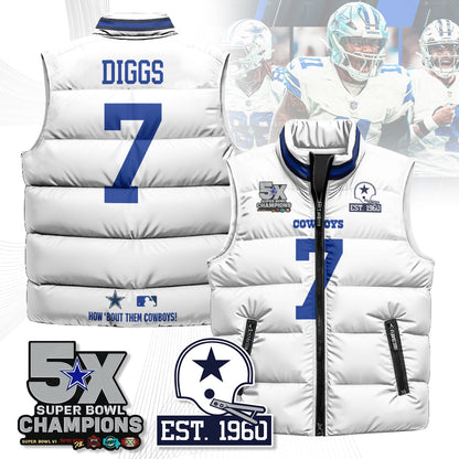DAL 5-Time Champions Unisex Puffer Vest-DTD