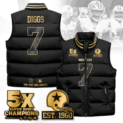 DAL 5-Time Champions Gold Unisex Puffer Vest-DTD