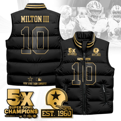 DAL 5-Time Champions Gold Unisex Puffer Vest-DTD