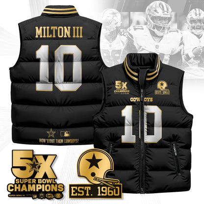 DAL 5-Time Champions Gold Unisex Puffer Vest-DTD