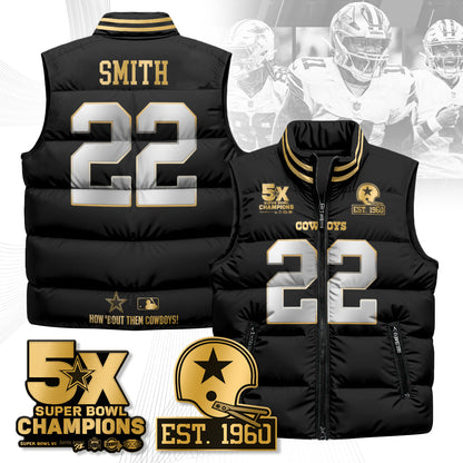 DAL 5-Time Champions Gold Unisex Puffer Vest-DTD