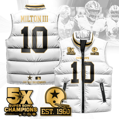DAL 5-Time Champions Gold Unisex Puffer Vest-DTD