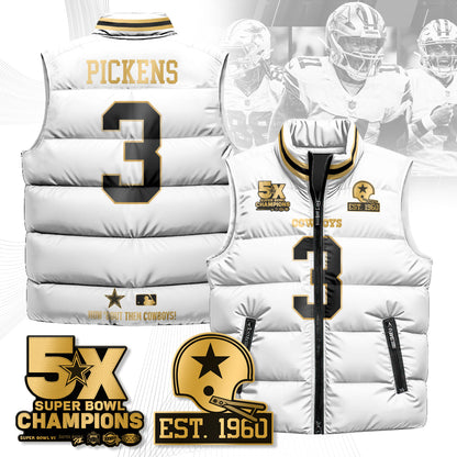 DAL 5-Time Champions Gold Unisex Puffer Vest-DTD