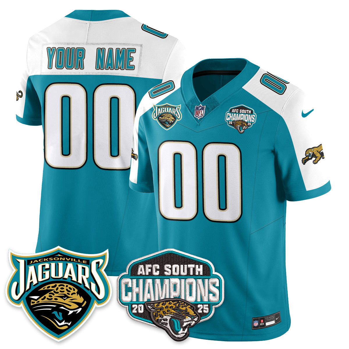 Custom DET AFC South Division Champions Vapor Limited Throwback Jersey - All Stitched-DTD