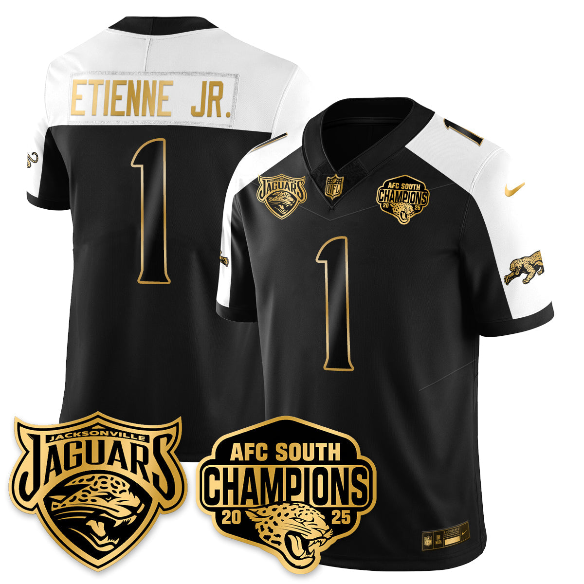 DET AFC South Division Champions Vapor Limited Gold Jersey - All Stitched-DTD